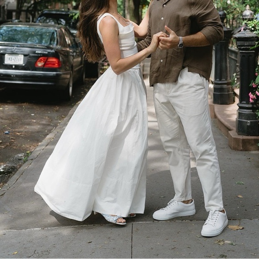 DISSH WHITE POPLIN MIDI SKIRT (NEW WITH TAGS)